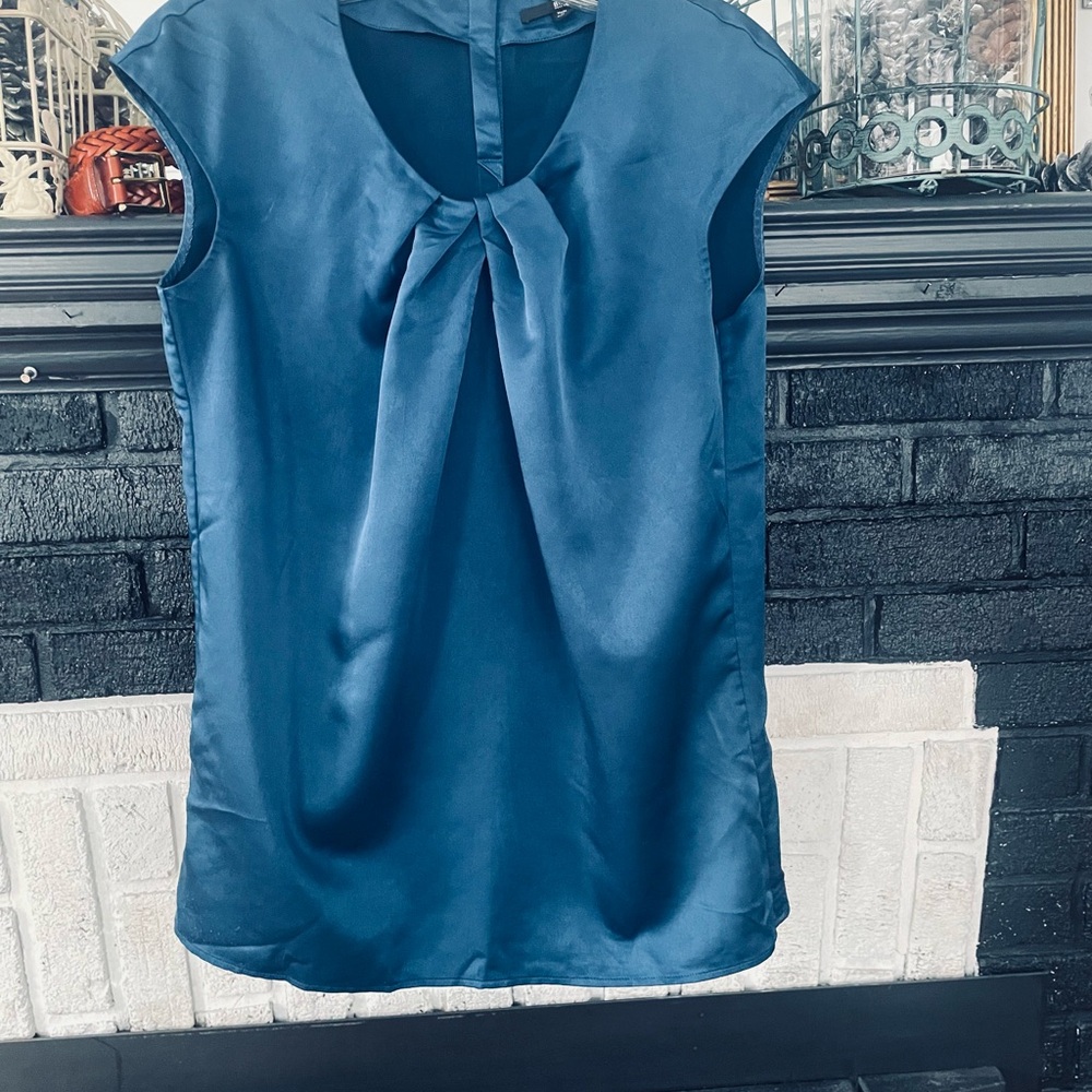 Boss Jewel Toned Sapphire Blue Satin Blouse - Picture 15 of 16